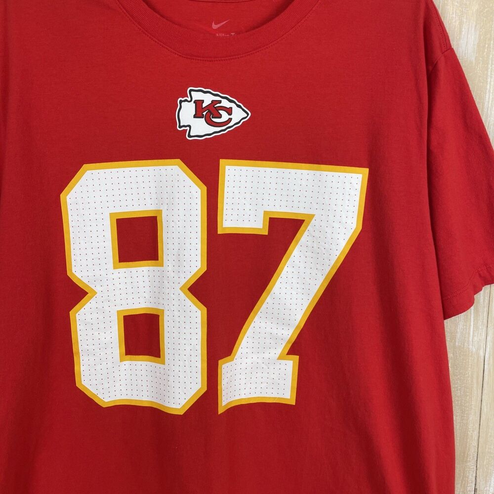 NIKE Tee Kansas City Chiefs Travis Kelce #87 Red T-Shirt Sz XXL - Picture 2 of 6